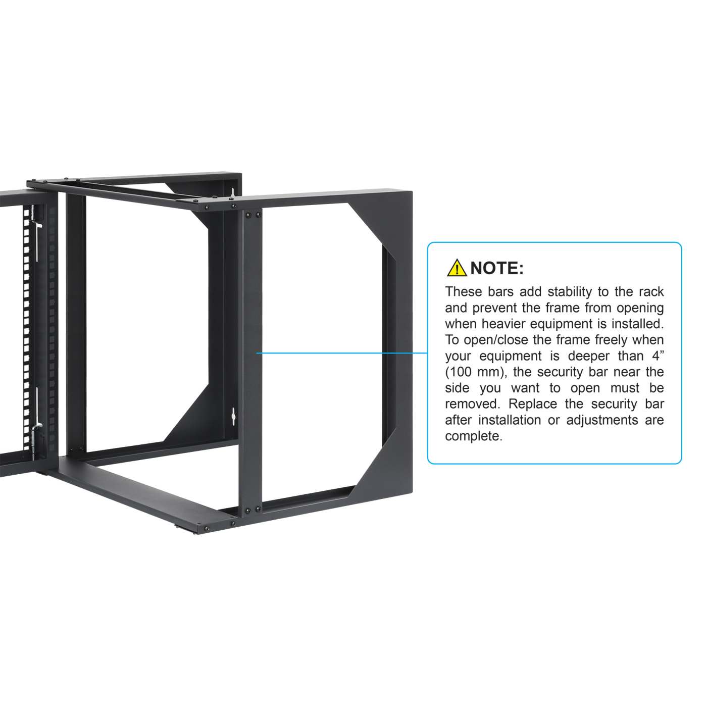 19" Wall Mount 2-Post Open Frame Network Rack, 9U Image 8