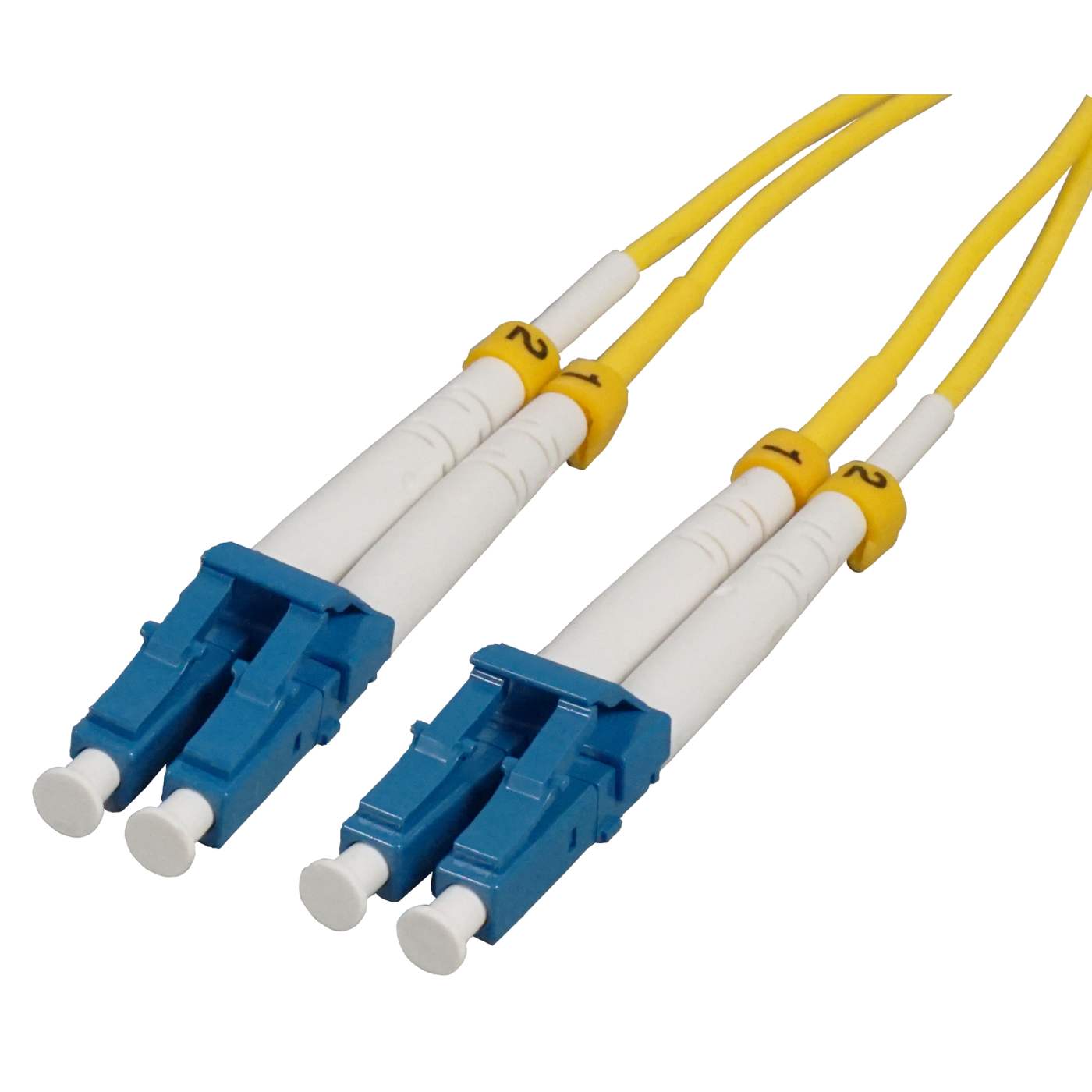 2 m LC to LC UPC Fiber Cable, 2 mm, Duplex, OFNR, SM BIF, Yellow