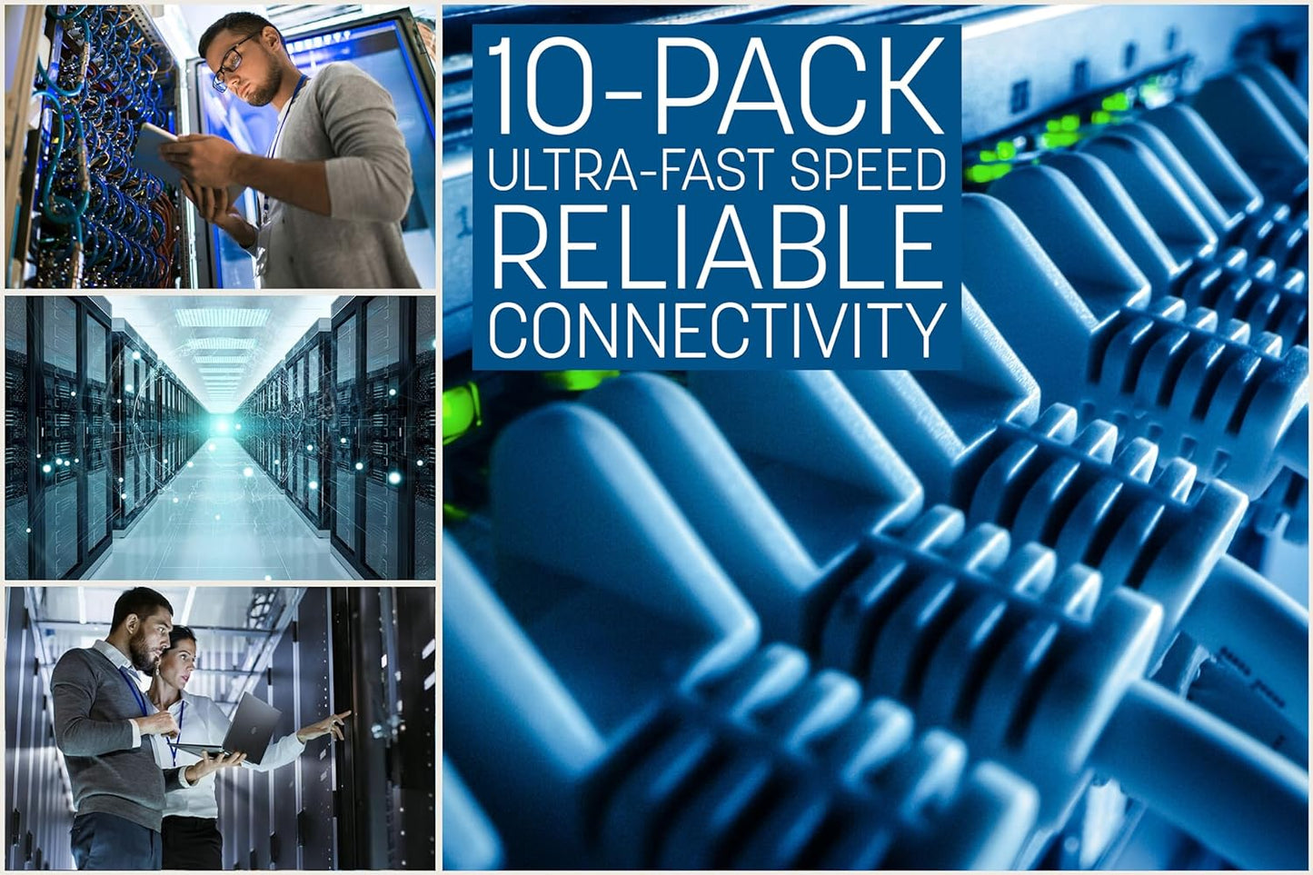 Cat6 U/UTP Slim Network Patch Cable, 0.5 ft., Blue, 10-Pack