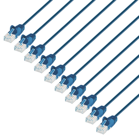 Cat6 U/UTP Slim Network Patch Cable, 0.5 ft., Blue, 10-Pack