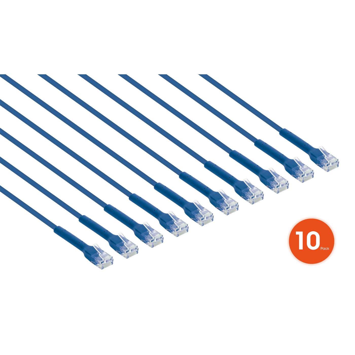 Cat6 U/UTP FlexiBoot Slim Network Patch Cable, 1 ft., Blue, 10-Pack Image 2