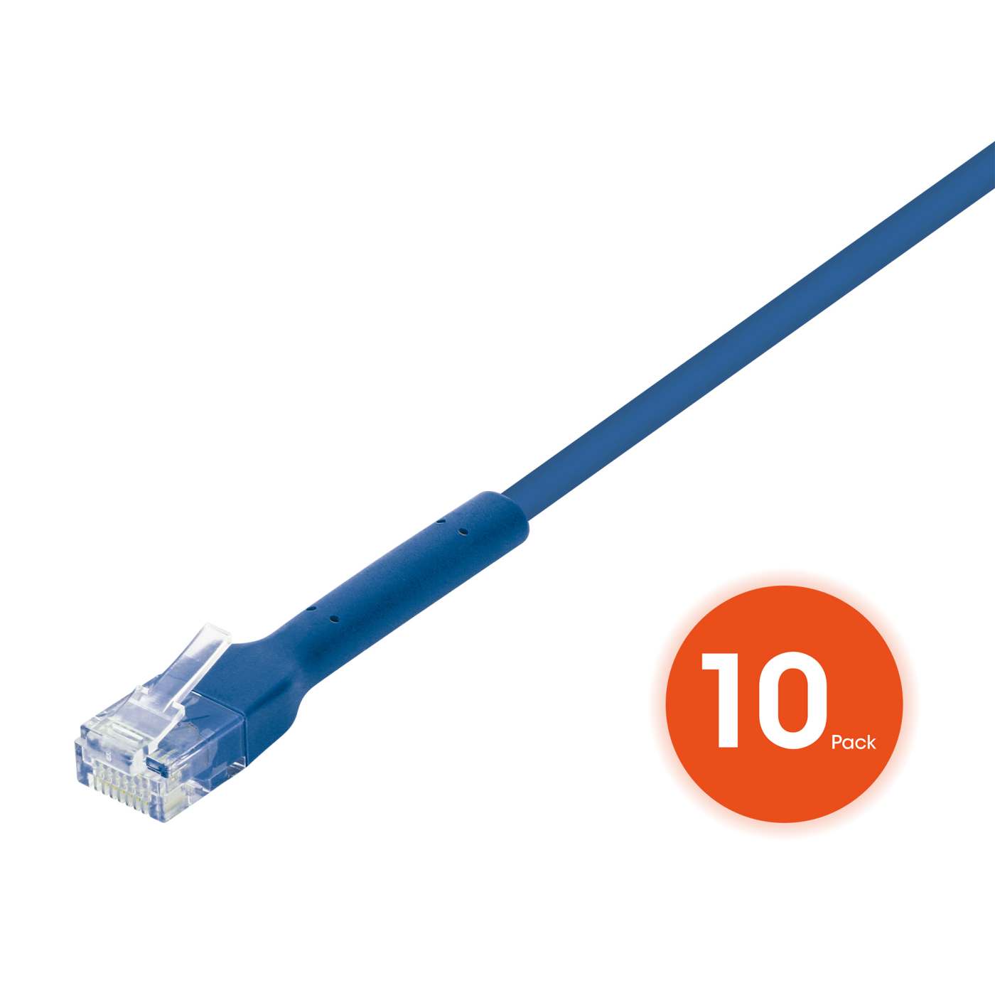 Cat6 U/UTP FlexiBoot Slim Network Patch Cable, 1 ft., Blue, 10-Pack Image 3
