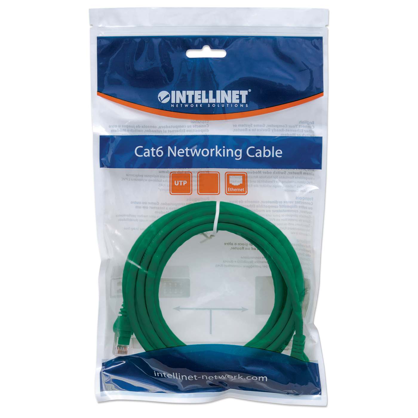 Cat6 U/UTP Network Patch Cable, 0.15 m (0.5 ft.), Green Packaging Image 2