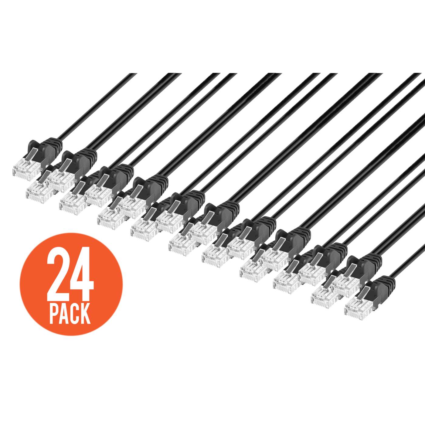 Cat6 U/UTP Slim Network Patch Cable, 0.5 ft., Black, 24-Pack