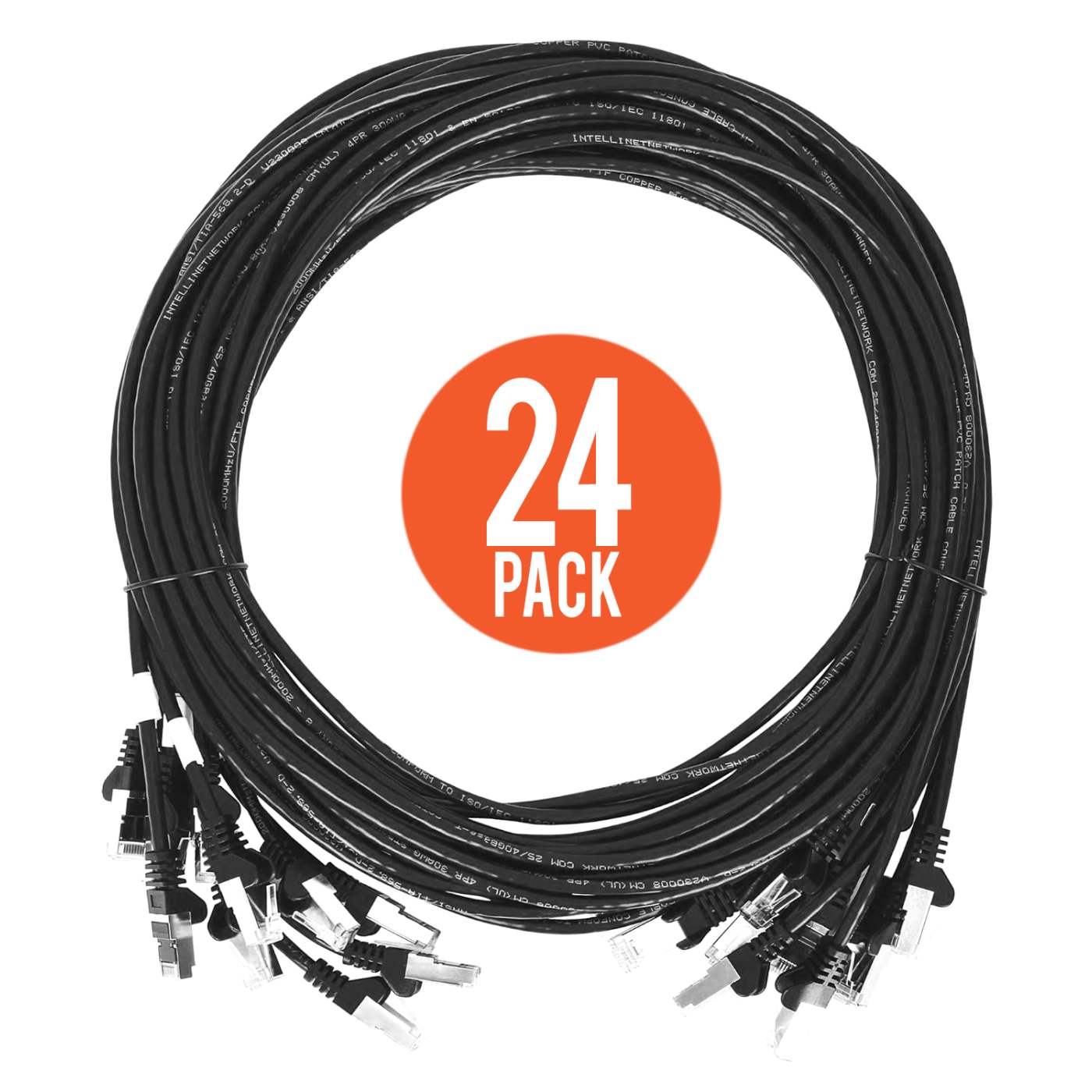 Cat6 U/UTP Slim Network Patch Cable, 0.5 ft., Black, 24-Pack
