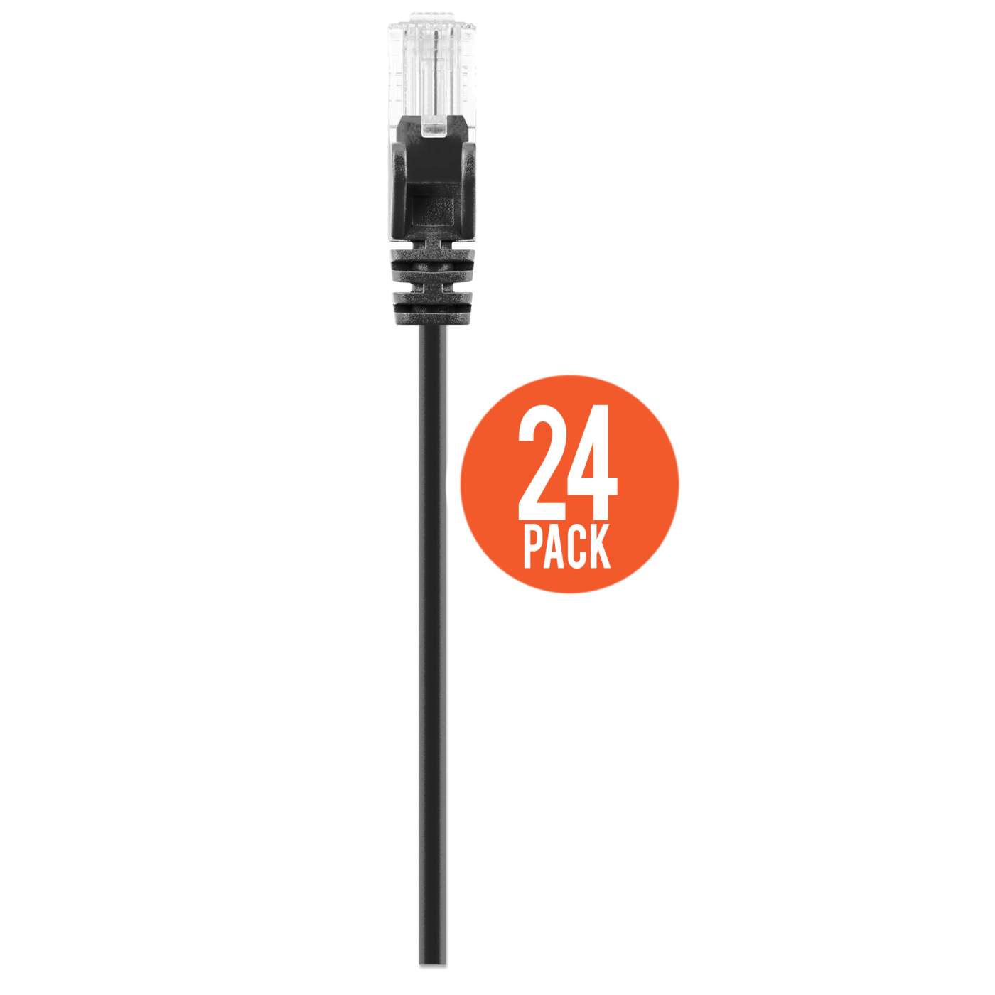 Cat6 U/UTP Slim Network Patch Cable, 0.5 ft., Black, 24-Pack