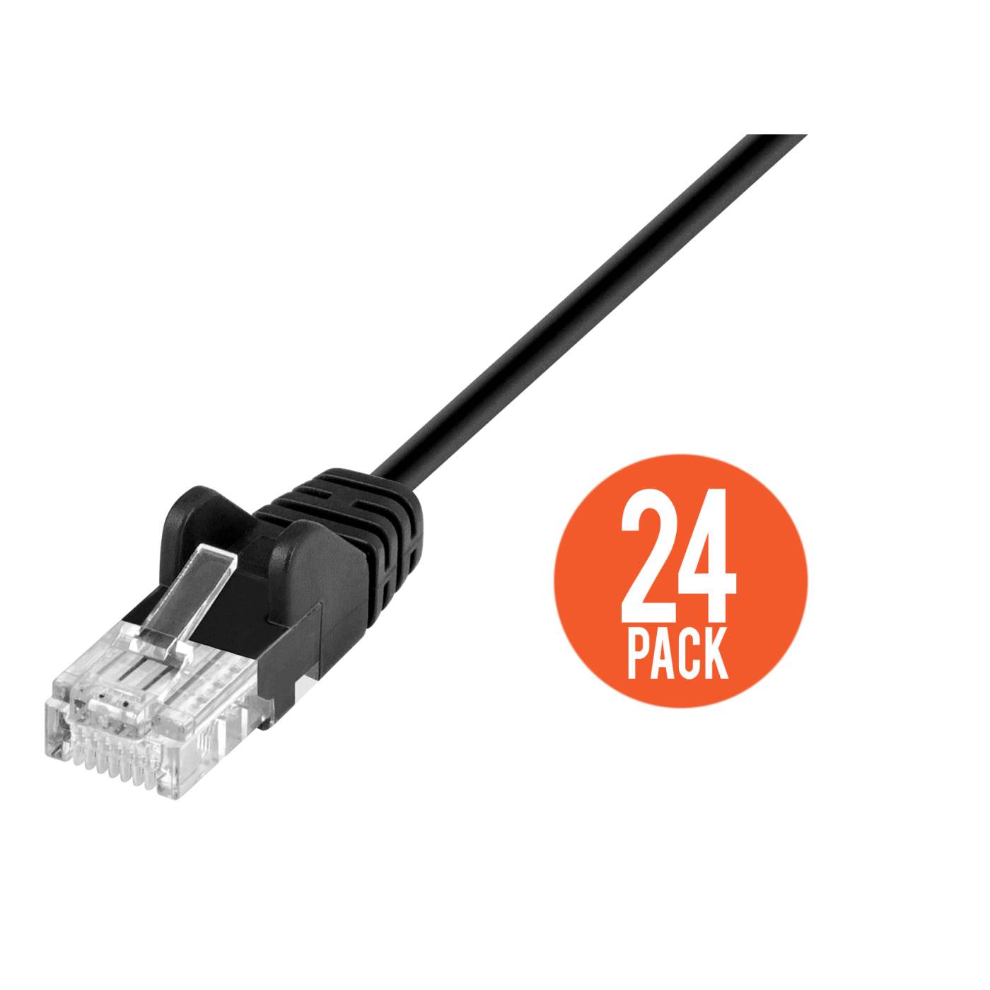 Cat6 U/UTP Slim Network Patch Cable, 0.5 ft., Black, 24-Pack