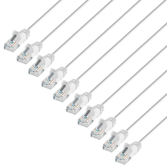 Cat6 U/UTP Slim Network Patch Cable, 0.5 ft., White, 10-Pack