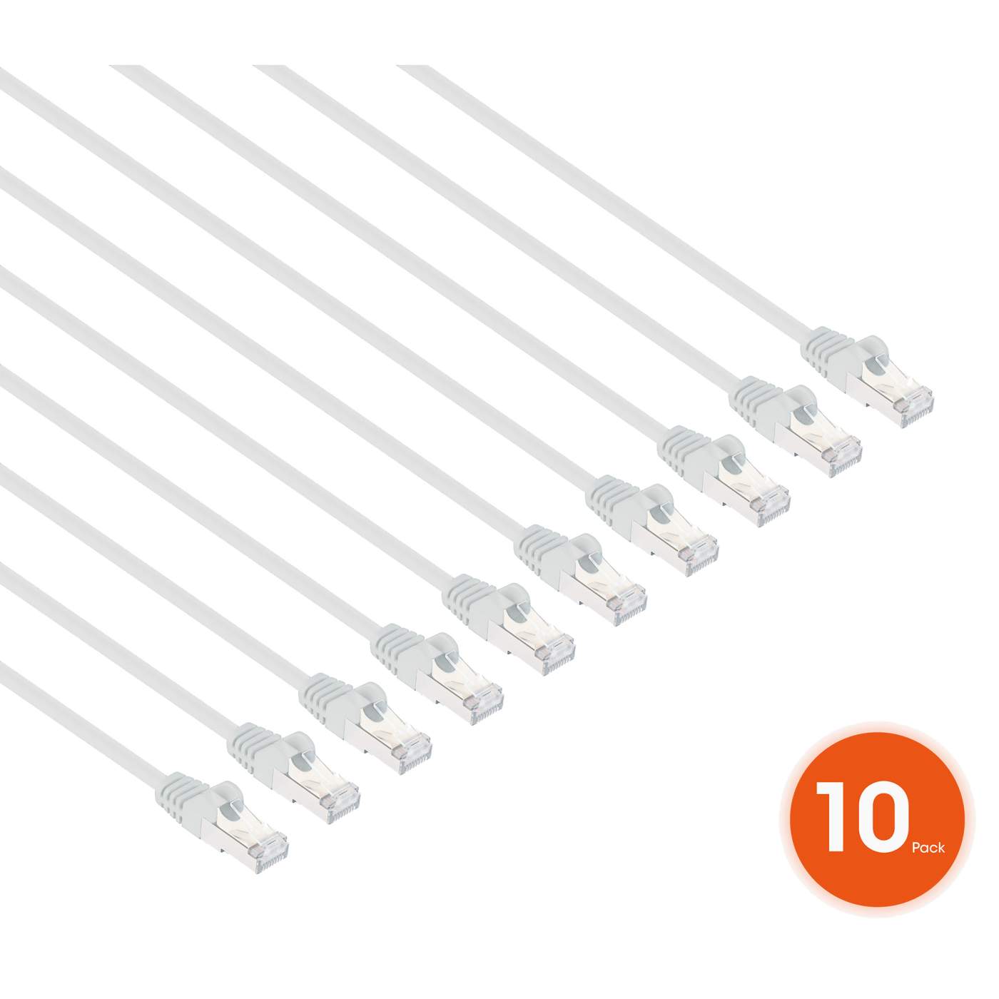 Cat8.1 U/FTP Slim Network Patch Cable, 0.5 ft., White, 10-Pack Image 3
