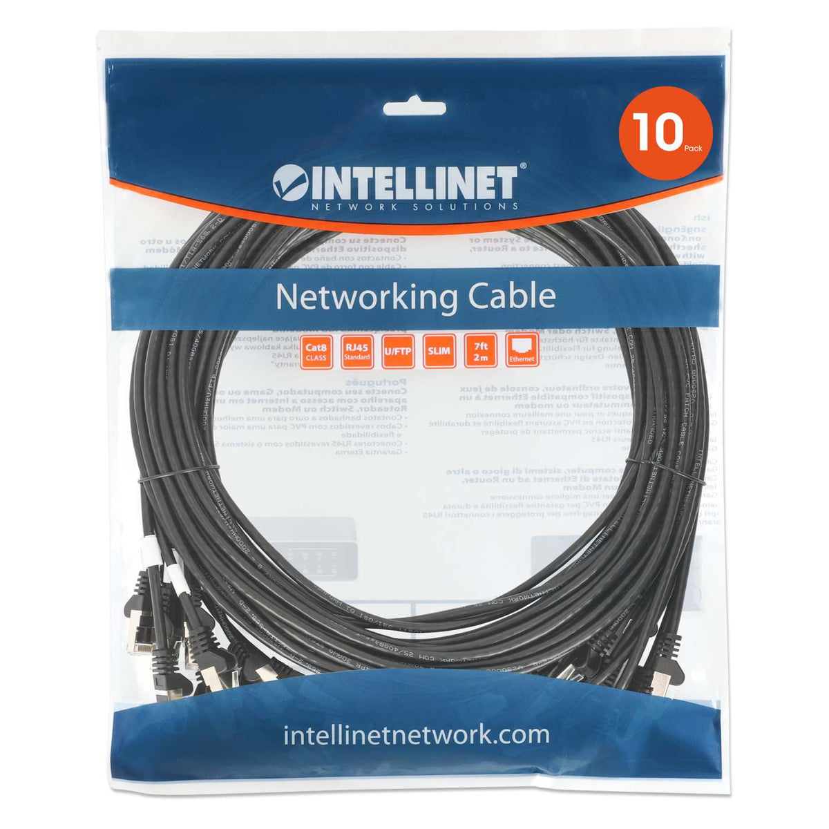 Cat8.1 U/FTP Slim Network Patch Cable, 1.5 ft., Black, 10-Pack Image 8