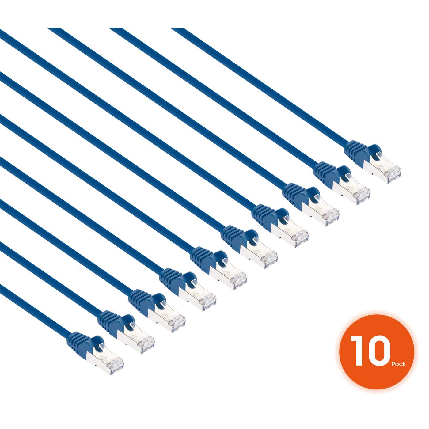 Cat8.1 U/FTP Slim Network Patch Cable, 1.5 ft., Blue, 10-Pack Image 2