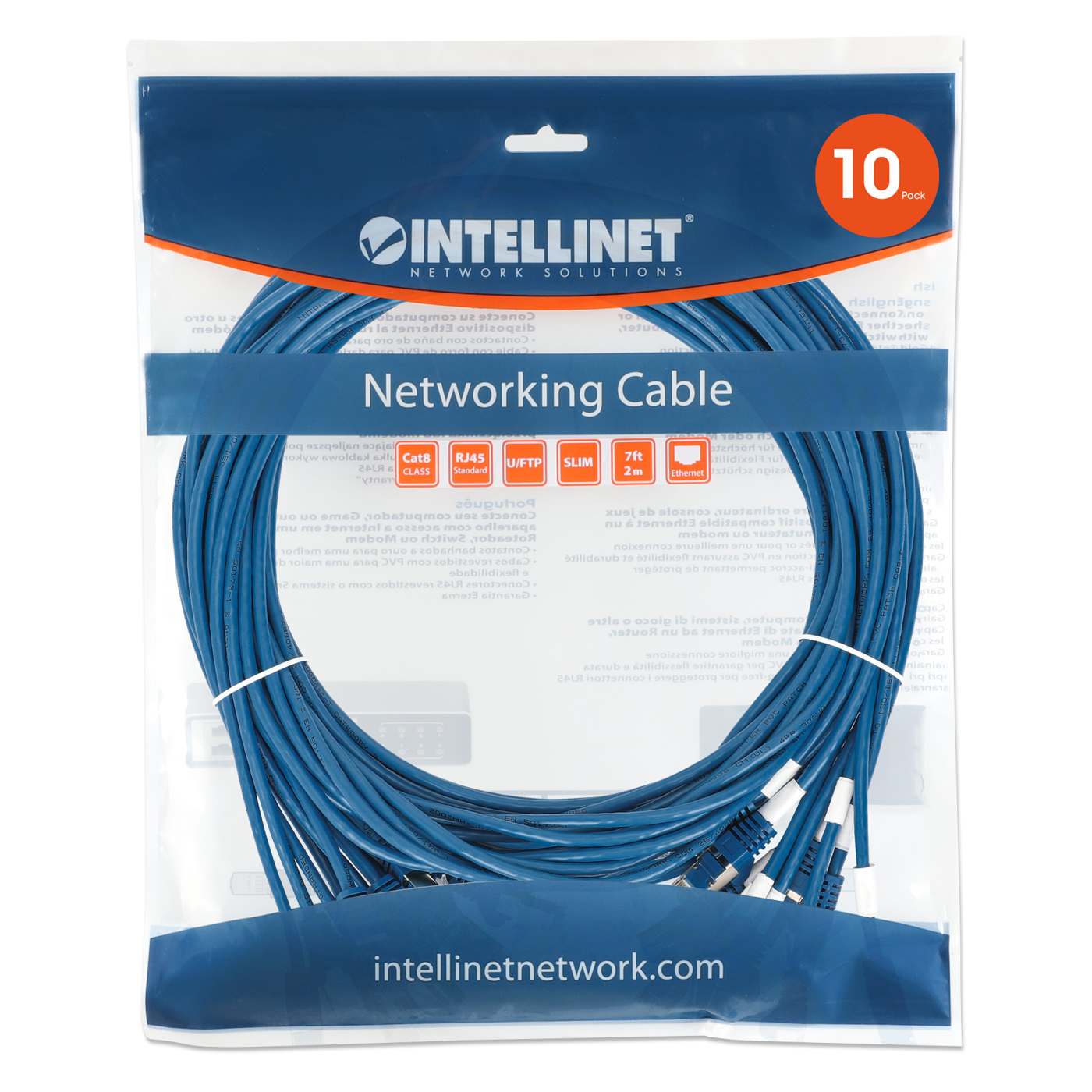 Cat8.1 U/FTP Slim Network Patch Cable, 1.5 ft., Blue, 10-Pack Image 8