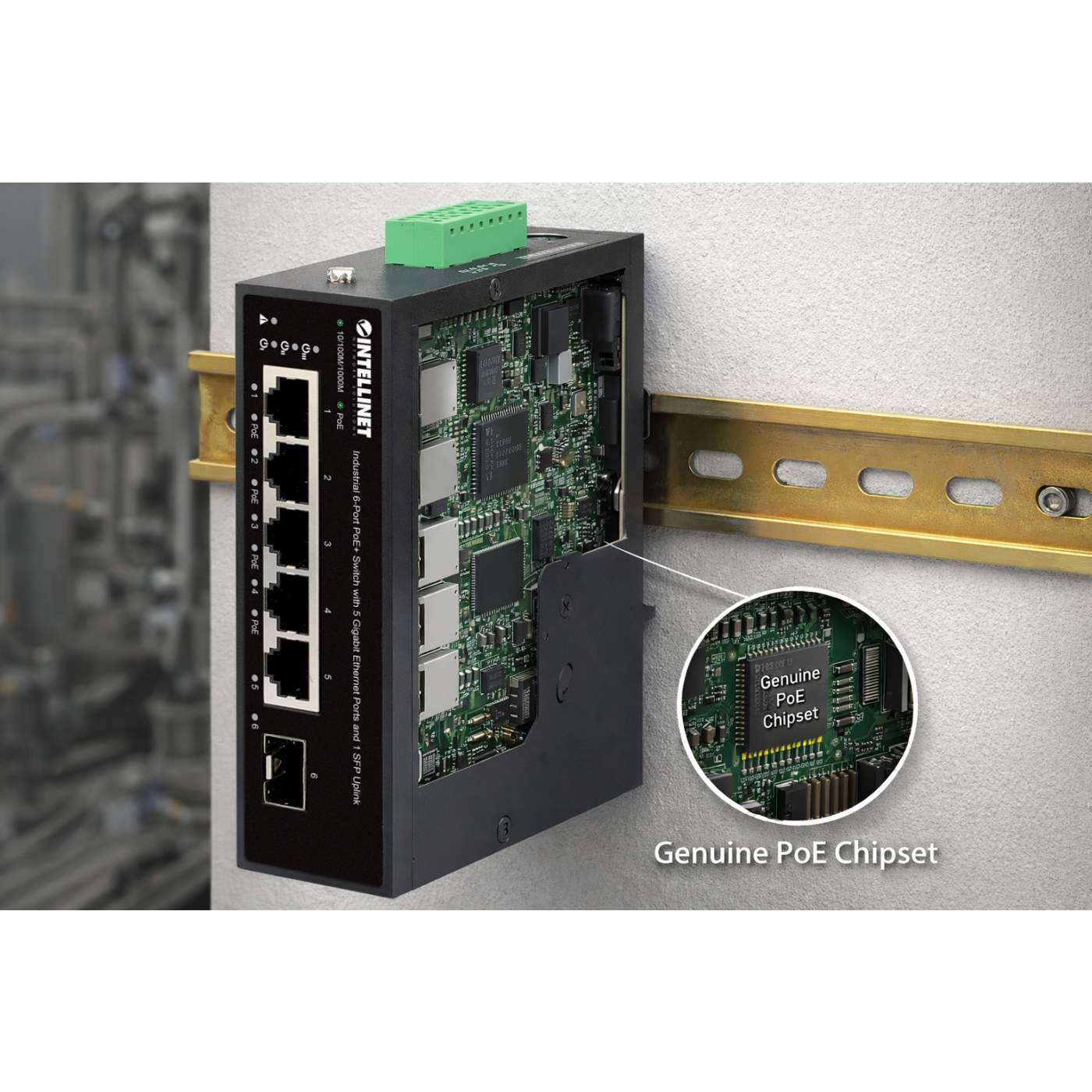 Industrial 6-Port PoE+ Switch with 5 Gigabit Ethernet Ports and 1 SFP Uplink Image 10