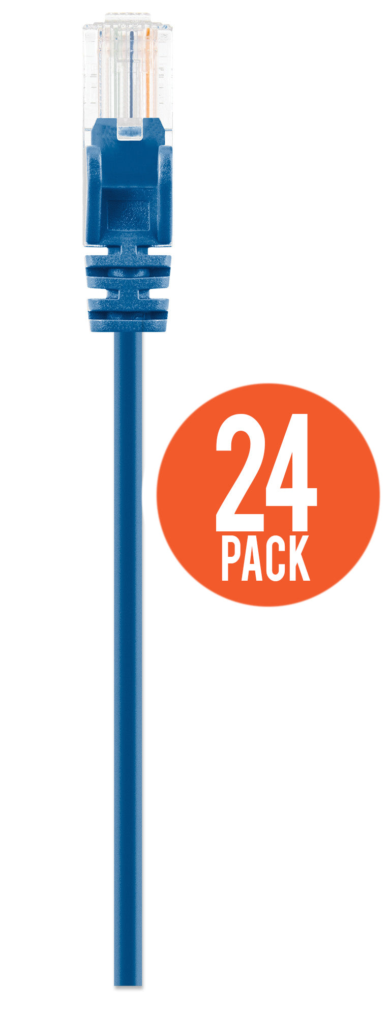 Cat6 U/UTP Slim Network Patch Cable, 0.5 ft., Blue, 24-Pack