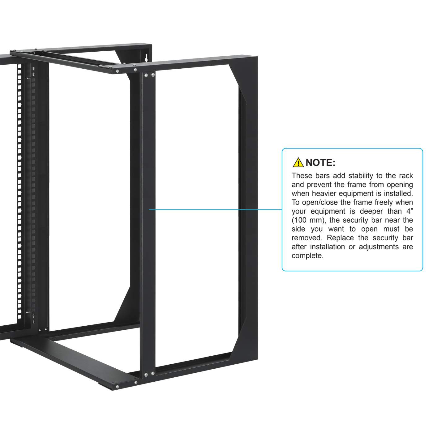 19" Wall Mount 2-Post Open Frame Network Rack, 15U Image 8