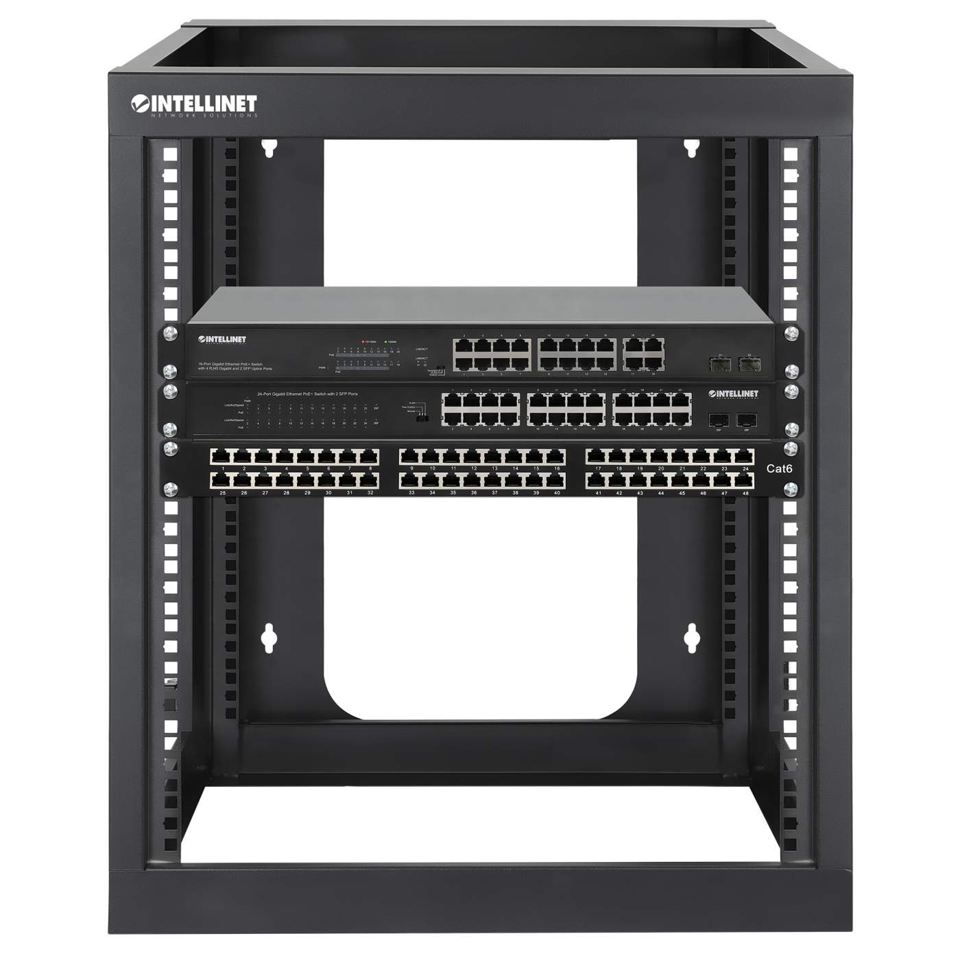 19" Wall Mount 4-Post Open Frame Network Rack, 12U Image 8