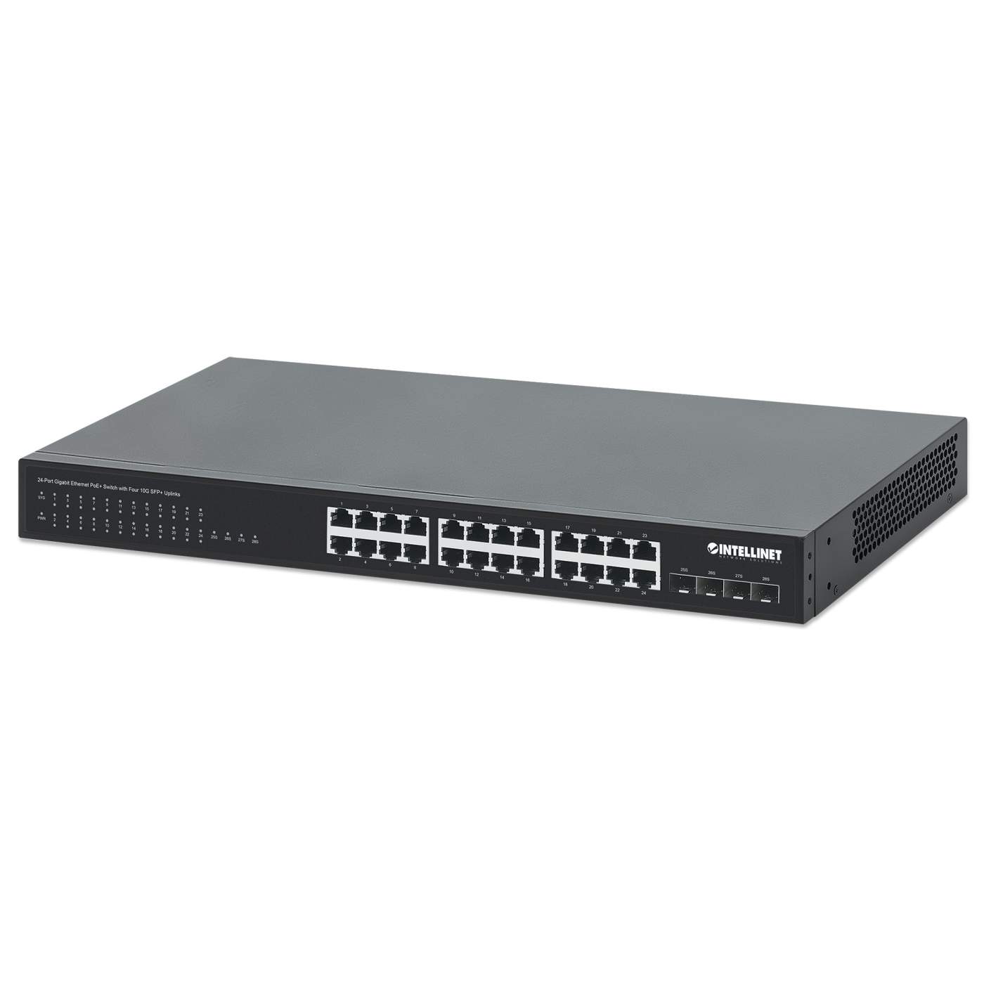 24-Port GbE PoE+ Switch w/ Four 10G SFP+ Uplinks
