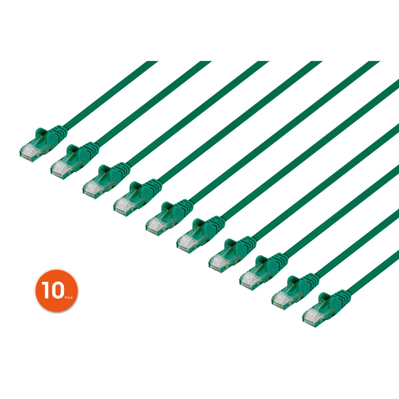 Cat6 U/UTP Slim Network Patch Cable, 1.5 ft., Green, 10-Pack Image 1