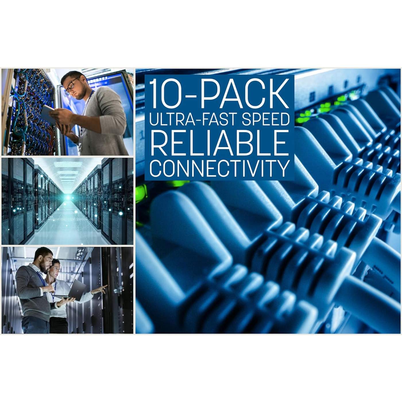 Cat6 U/UTP Slim Network Patch Cable, 3 ft., Blue, 10-Pack Image 4