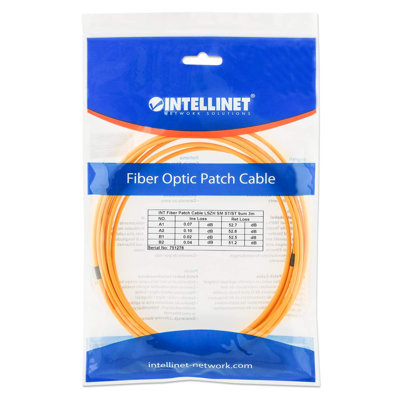 Fiber Optic Patch Cable, Duplex, Single-Mode Packaging Image 2