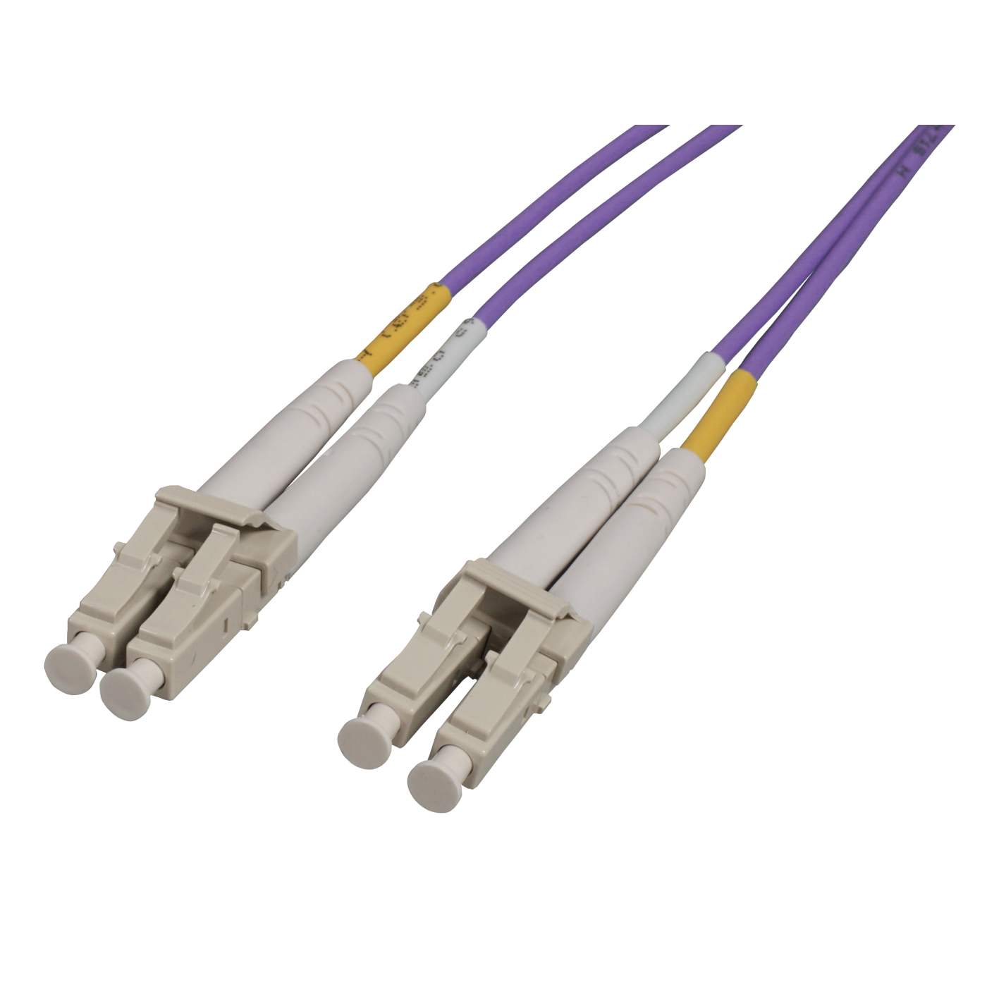 0.5 m LC to LC UPC Fiber Optic Patch Cable, 2.0 mm, Duplex, OFNR, OM4 Multimode, Violet Image 1