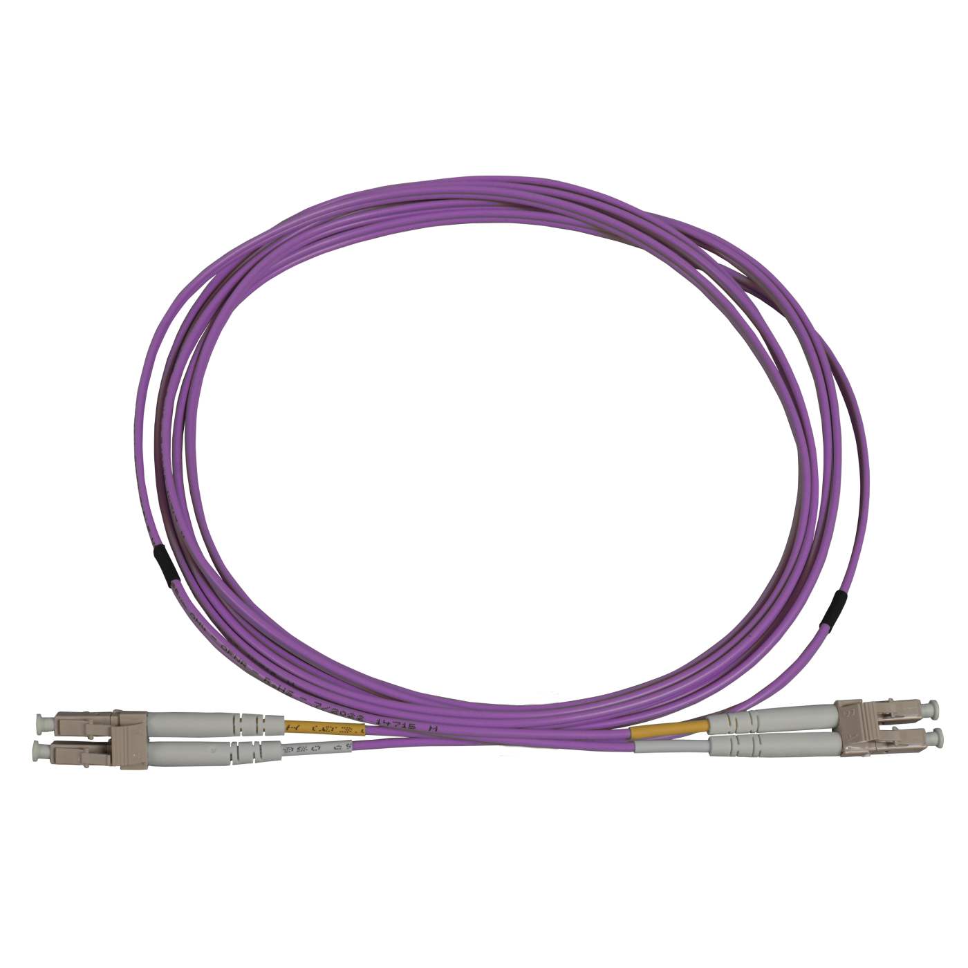 0.5 m LC to LC UPC Fiber Optic Patch Cable, 2.0 mm, Duplex, OFNR, OM4 Multimode, Violet Image 3