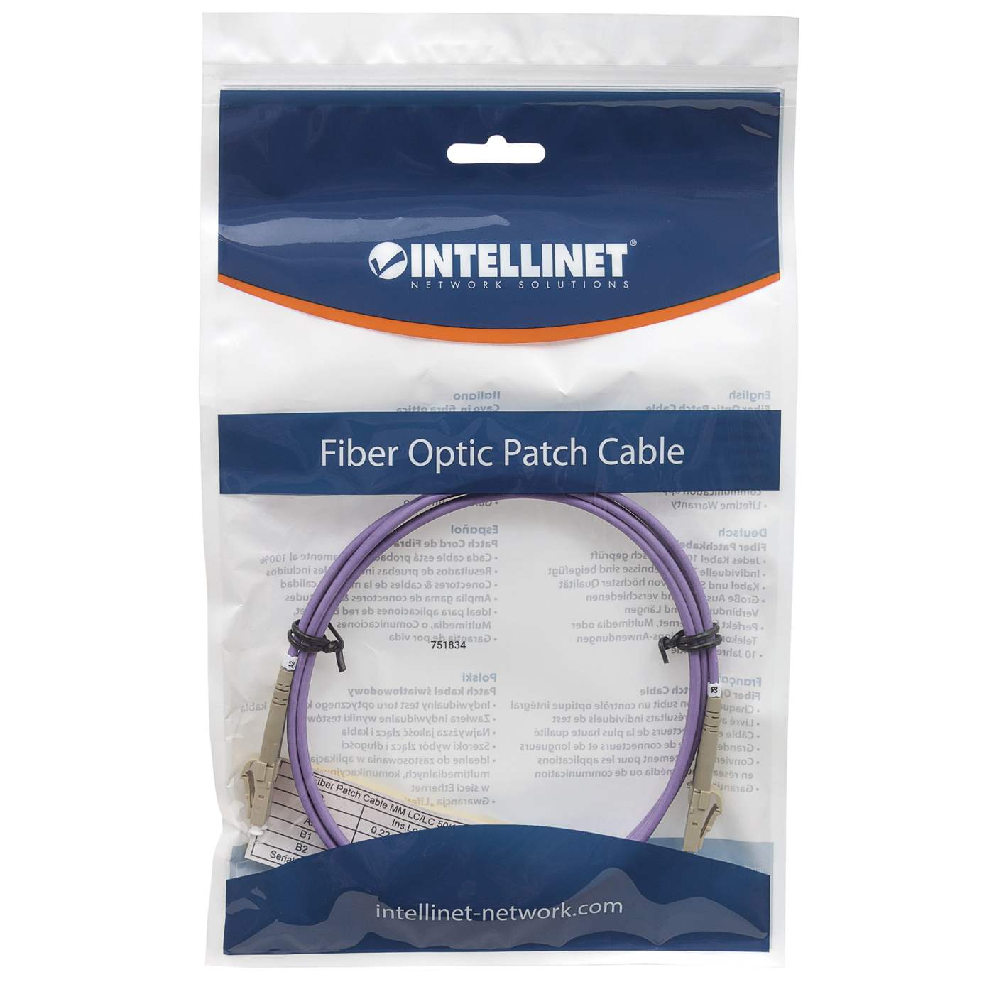 0.5 m LC to LC UPC Fiber Optic Patch Cable, 2.0 mm, Duplex, OFNR, OM4 Multimode, Violet Image 5