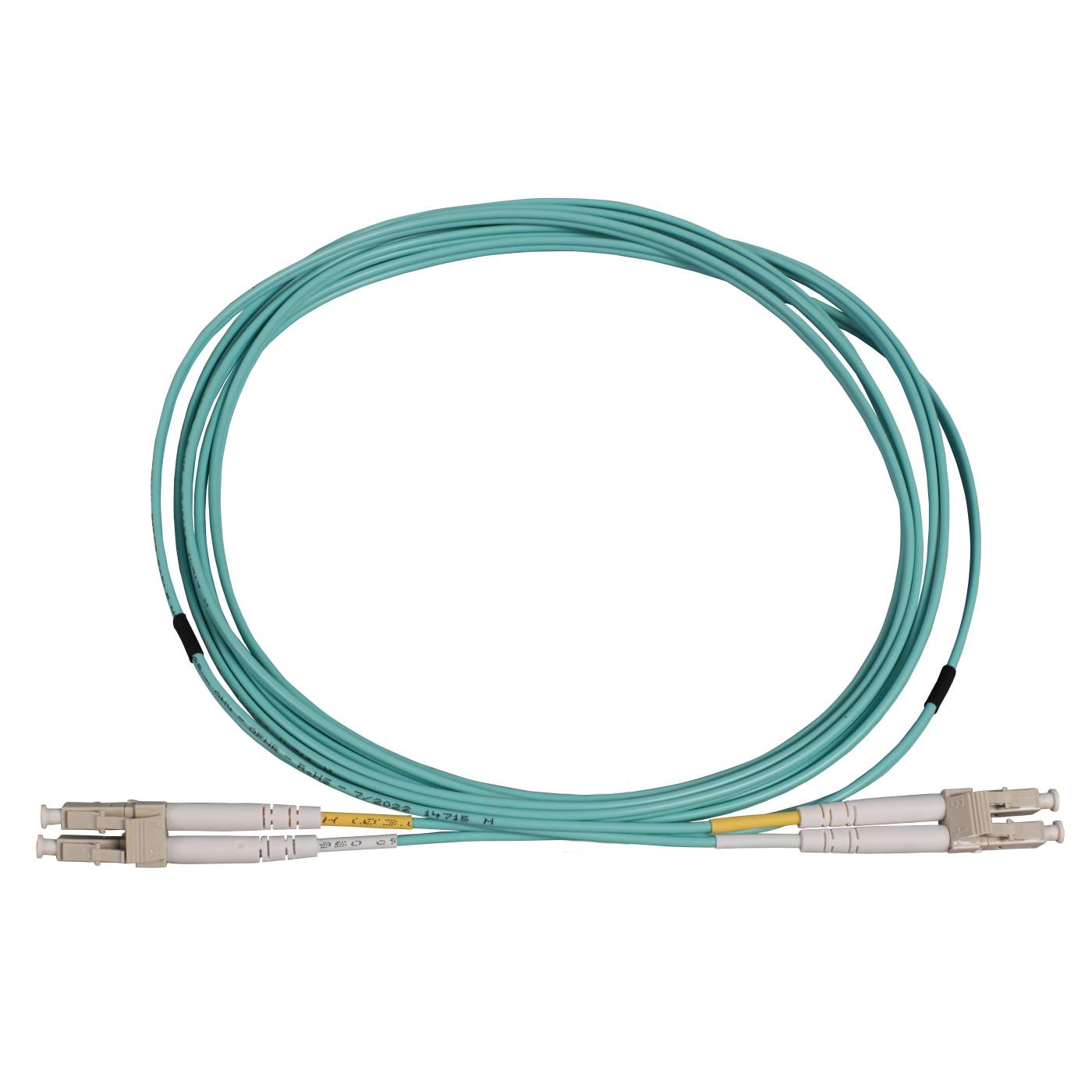 1 m LC to LC UPC Fiber Optic Patch Cable, 2.0 mm, Duplex, OFNR, OM3 Multimode, Aqua Image 3