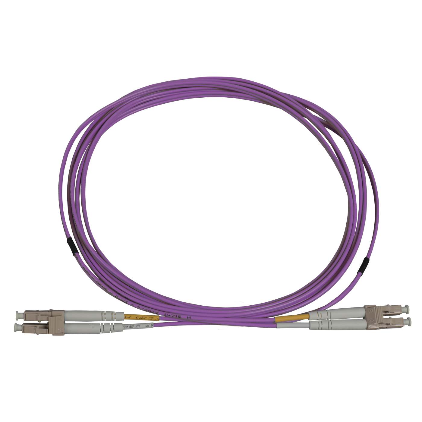 1 m LC to LC UPC Fiber Optic Patch Cable, 2.0 mm, Duplex, OFNR, OM4 Multimode, Violet Image 3