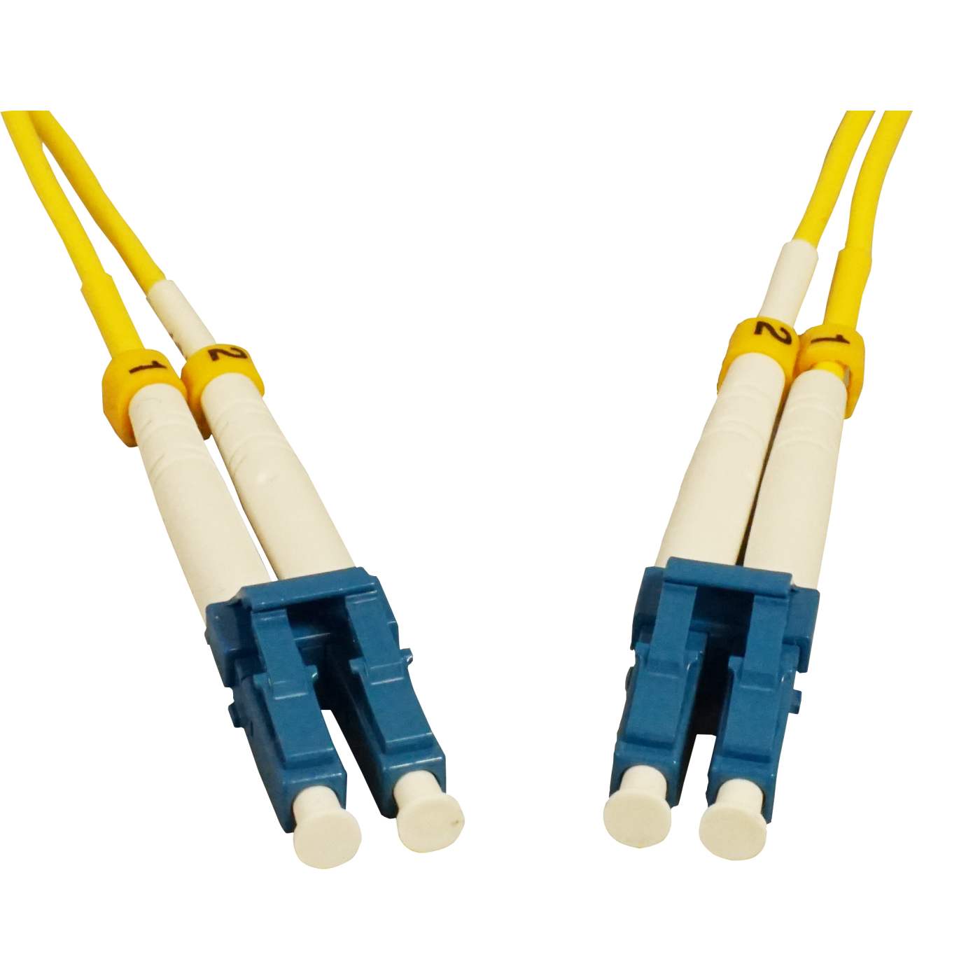 1 m LC to LC UPC Fiber Optic Patch Cable, 2.0 mm, Duplex, OFNR, Singlemode BIF, Yellow Image 3