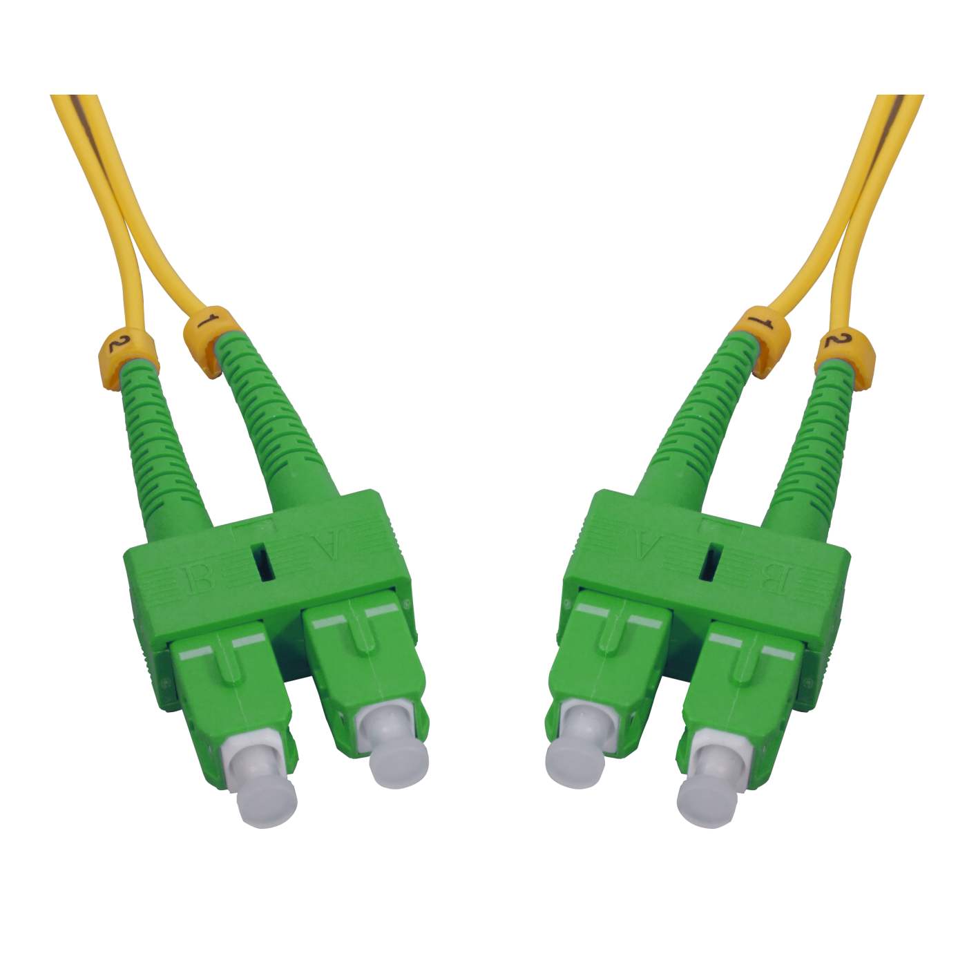 1 m SC to SC APC Fiber Optic Patch Cable, 2.0 mm, Duplex, OFNR, Singlemode BIF, Yellow Image 2