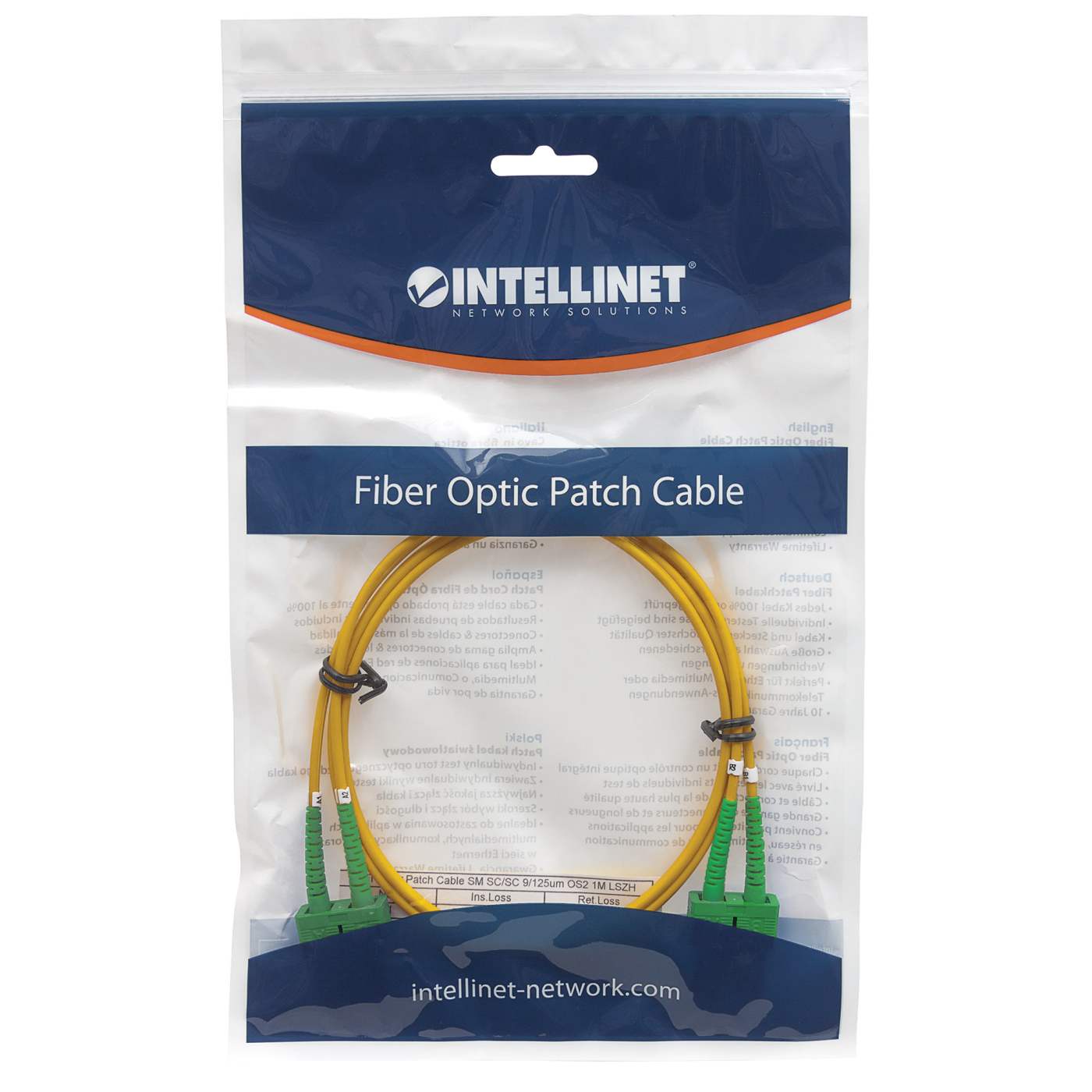 1 m SC to SC APC Fiber Optic Patch Cable, 2.0 mm, Duplex, OFNR, Singlemode BIF, Yellow Image 5