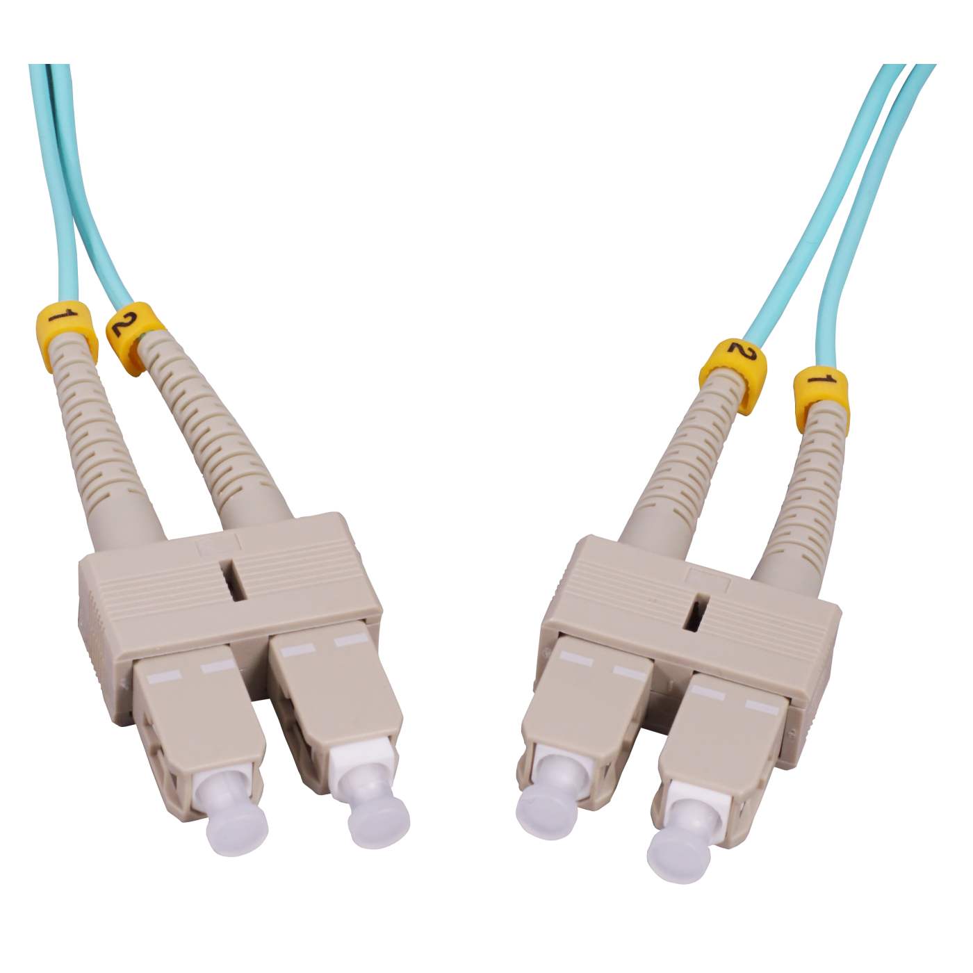 1 m SC to SC UPC Fiber Optic Patch Cable, 2.0 mm, Duplex, OFNR, OM3 Multimode, Aqua Image 2