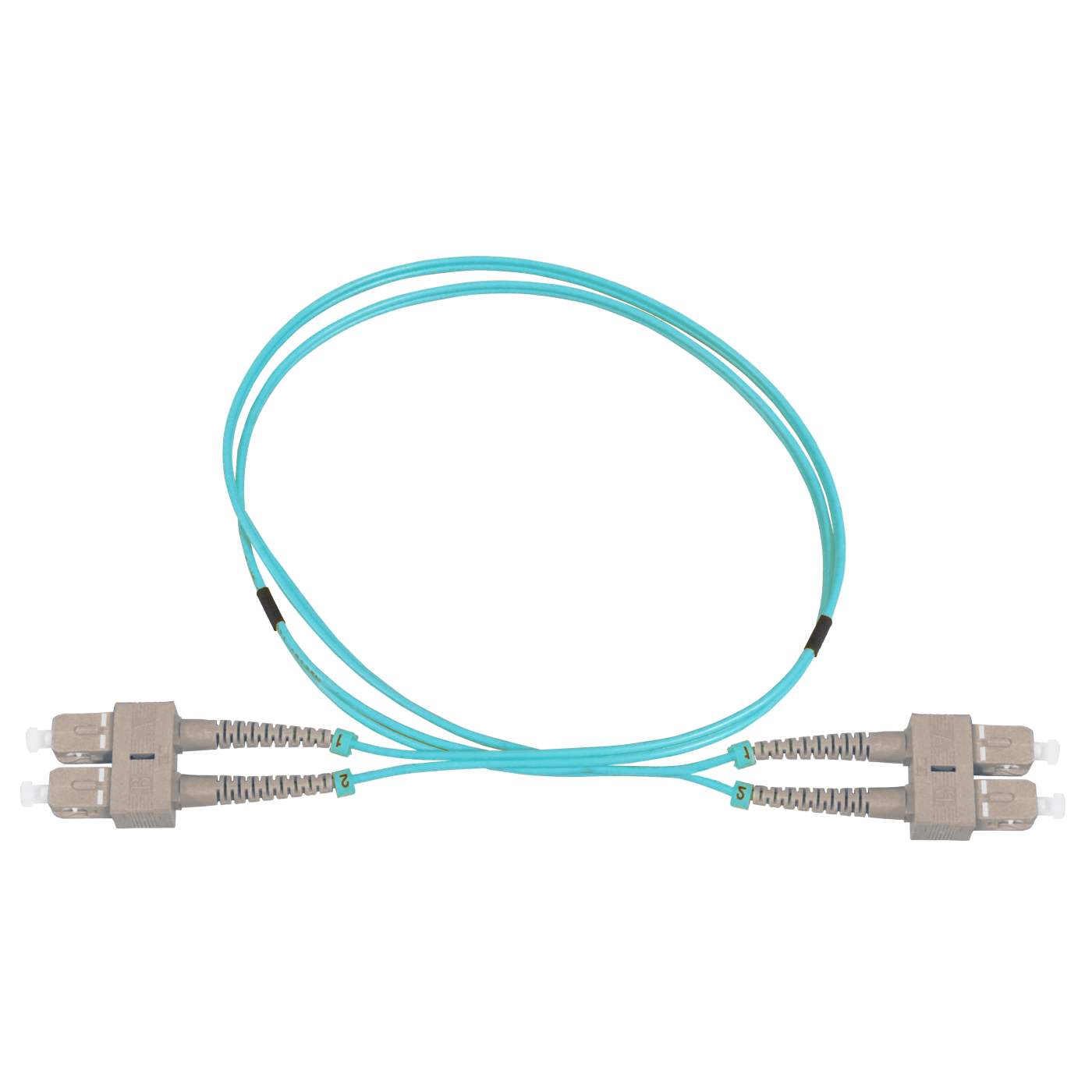 1 m SC to SC UPC Fiber Optic Patch Cable, 2.0 mm, Duplex, OFNR, OM3 Multimode, Aqua Image 3