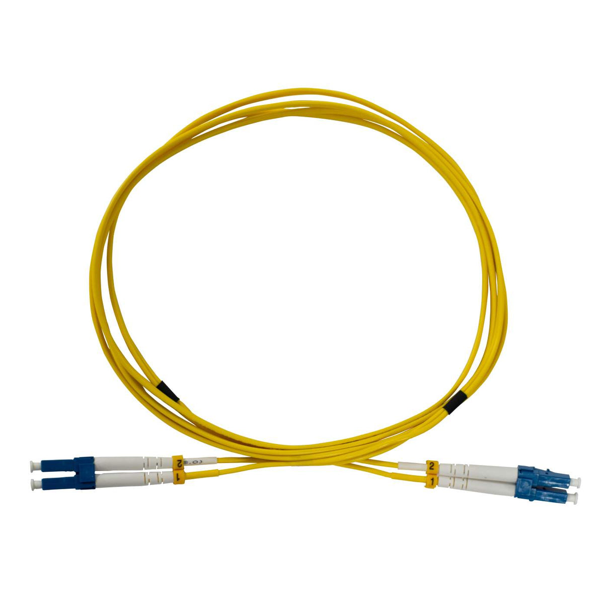 10 m LC to LC UPC Fiber Cable, 2 mm, Duplex, OFNR, SM BIF, Yellow