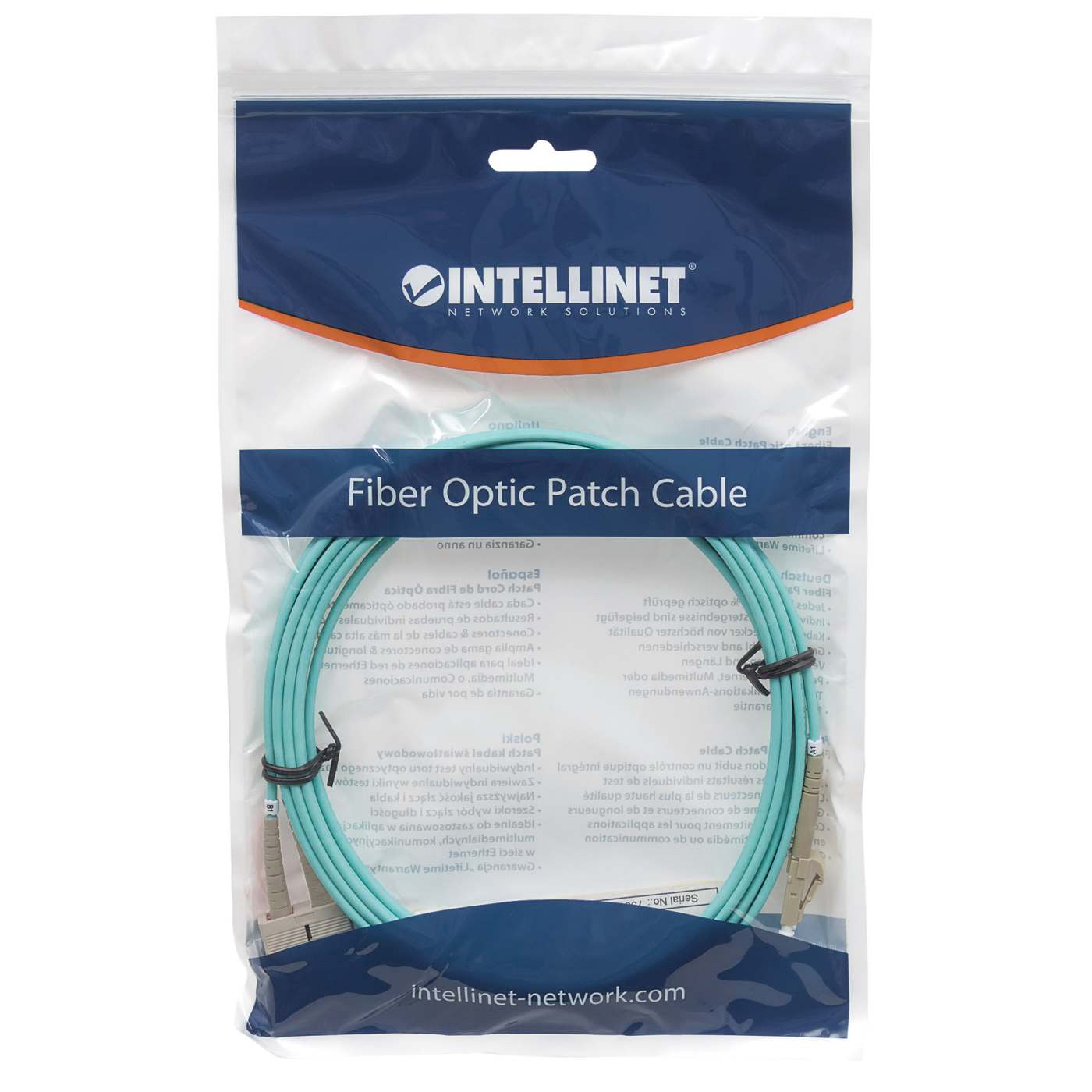 10 m LC to SC UPC Fiber Optic Patch Cable, 2.0 mm, Duplex, OFNR, OM4 Multimode, Aqua Image 5