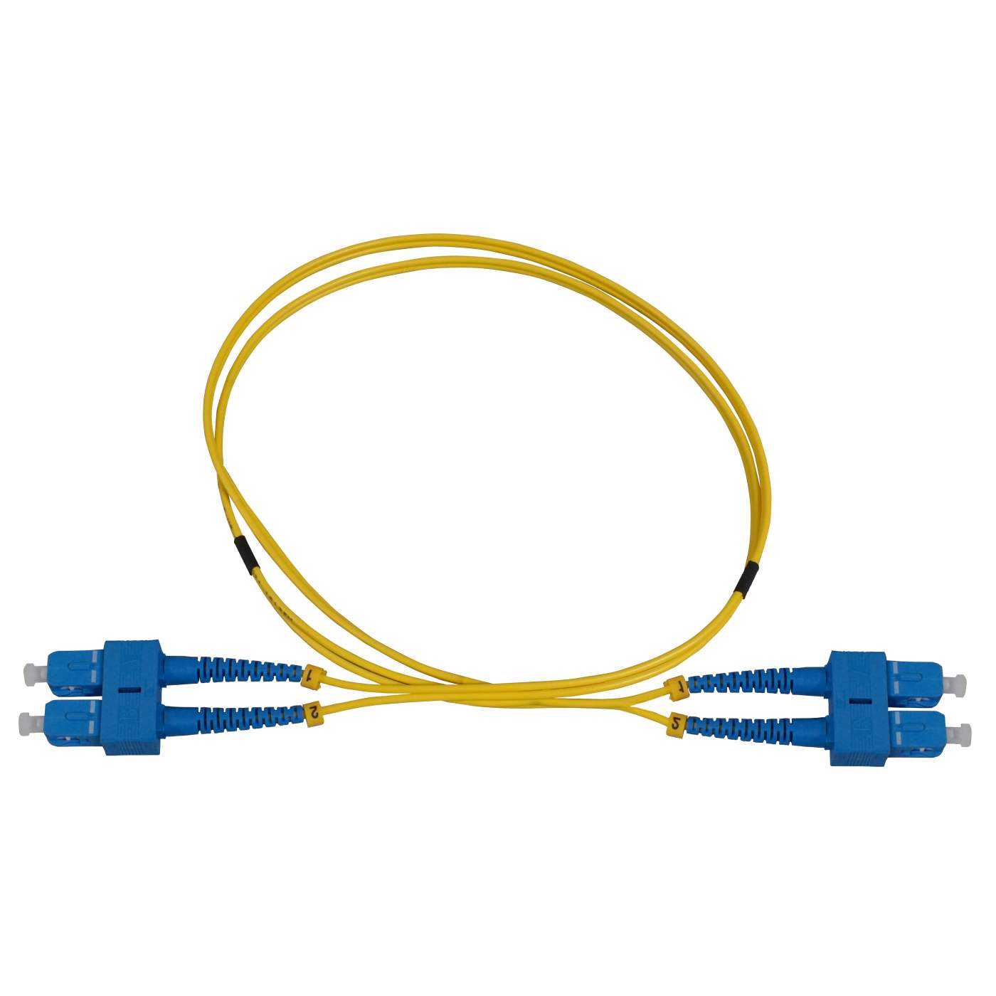 10 m SC to SC UPC Fiber Optic Patch Cable, 2.0 mm, Duplex, OFNR, Singlemode BIF, Yellow Image 3