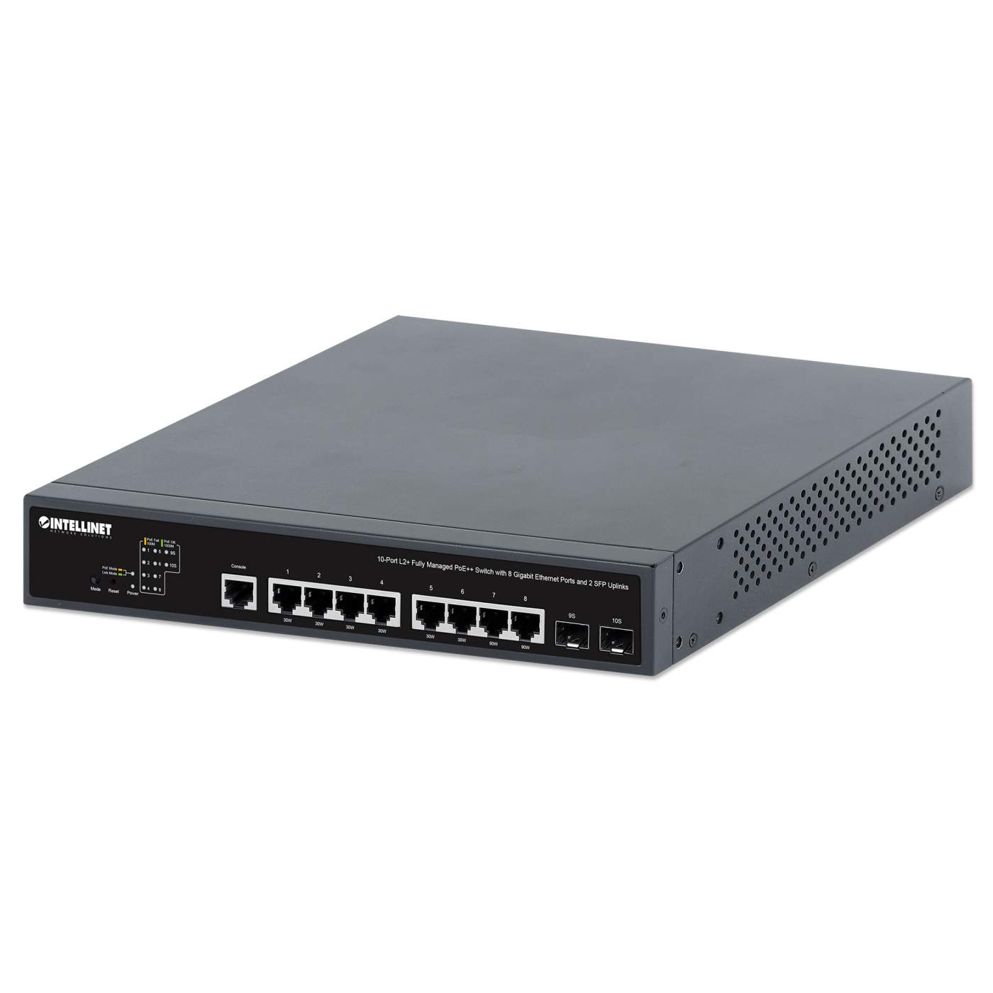 10-Port L2+ Fully Managed PoE++ Switch with 8 Gigabit Ethernet Ports and 2 SFP Uplinks Image 1