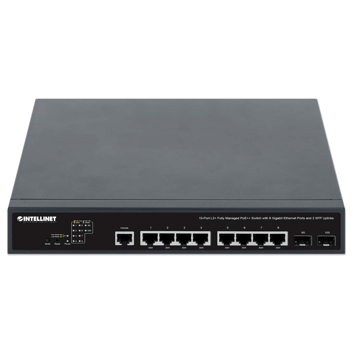 10-Port L2+ Fully Managed PoE++ Switch w/ 8 GbE Ports & 2 SFP Uplinks