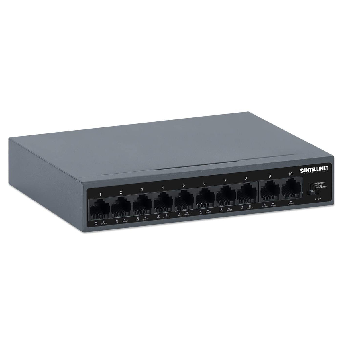 10-Port PoE+ Switch w/ 8 FE Ports & 2 FE Uplinks
