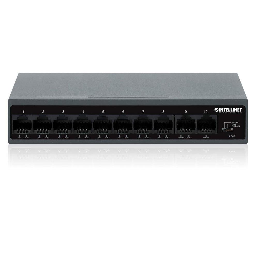10-Port PoE+ Switch w/ 8 FE Ports & 2 FE Uplinks