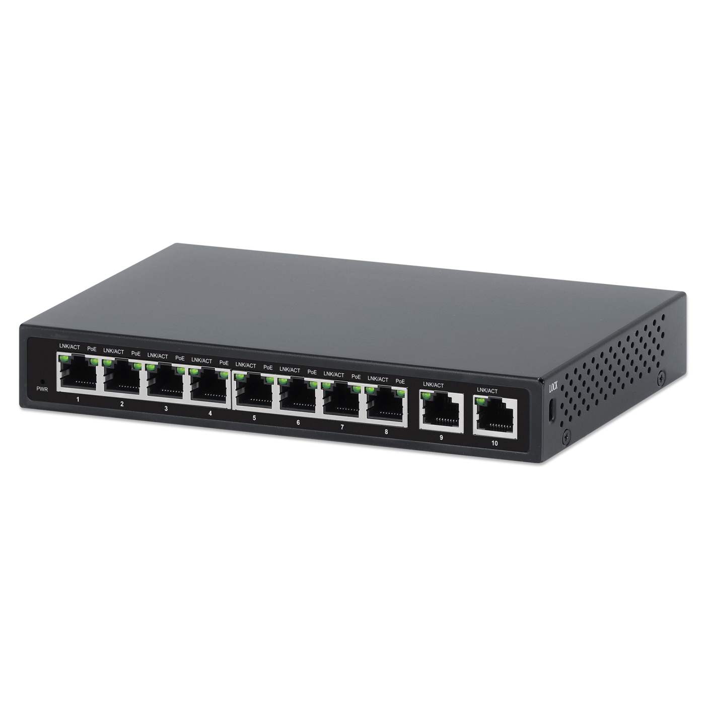 10-Port PoE+ Switch with 8 Gigabit Ethernet Ports and 2 RJ45 Gigabit Uplink Ports Image 1