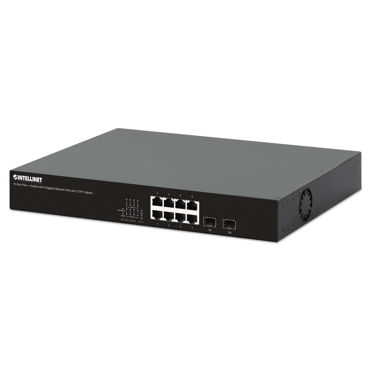 10-Port PoE++ Switch w/ 8 GbE Ports & 2 SFP Uplinks