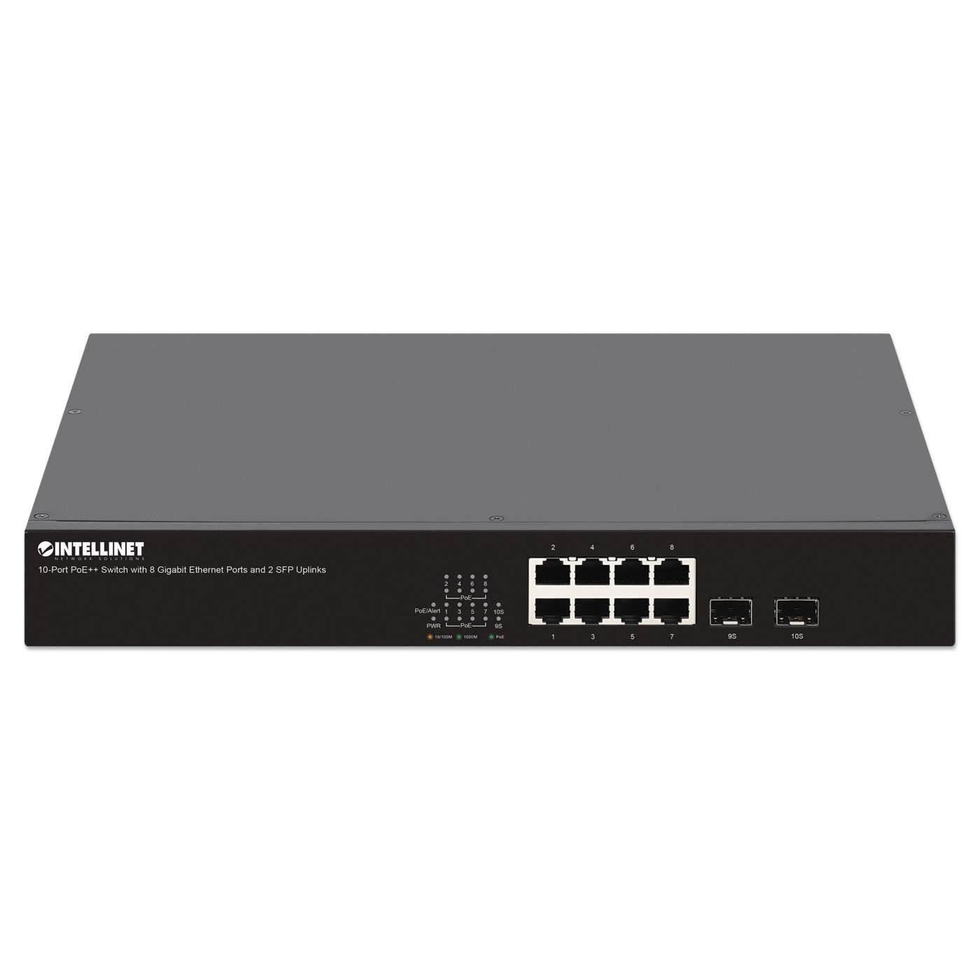 10-Port PoE++ Switch with 8 Gigabit Ethernet Ports and 2 SFP Uplinks Image 3