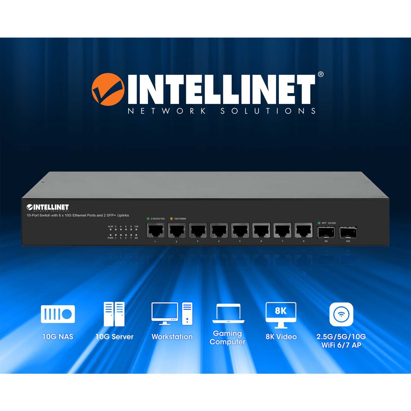 10-Port Switch with 8 x 10G Ethernet Ports and 2 SFP+ Uplinks Image 8