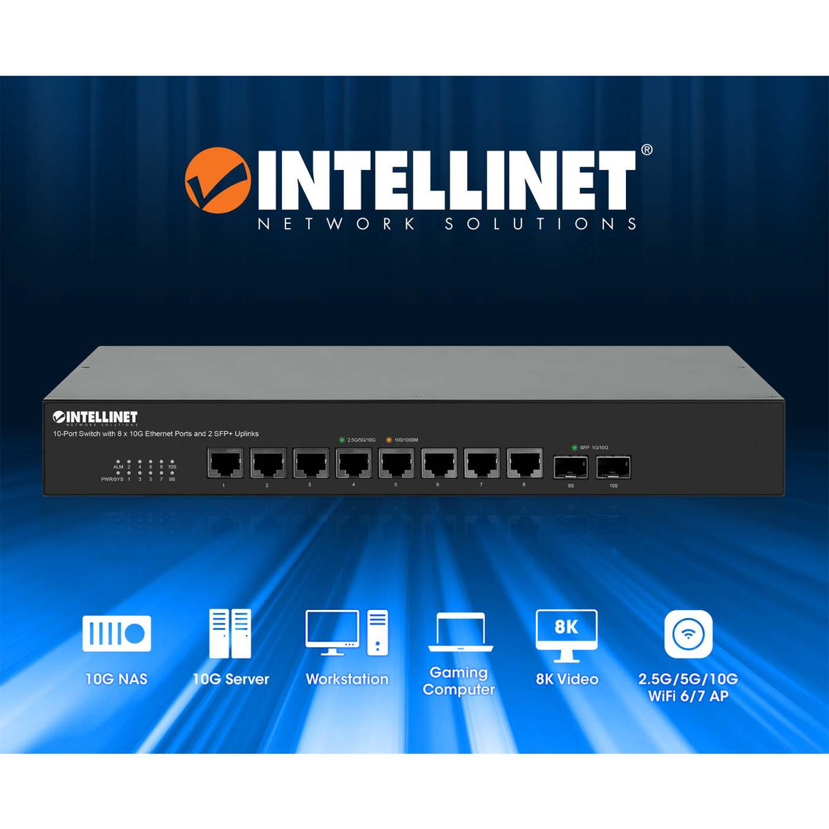 10-Port Switch with 8 x 10G Ethernet Ports and 2 SFP+ Uplinks Image 9