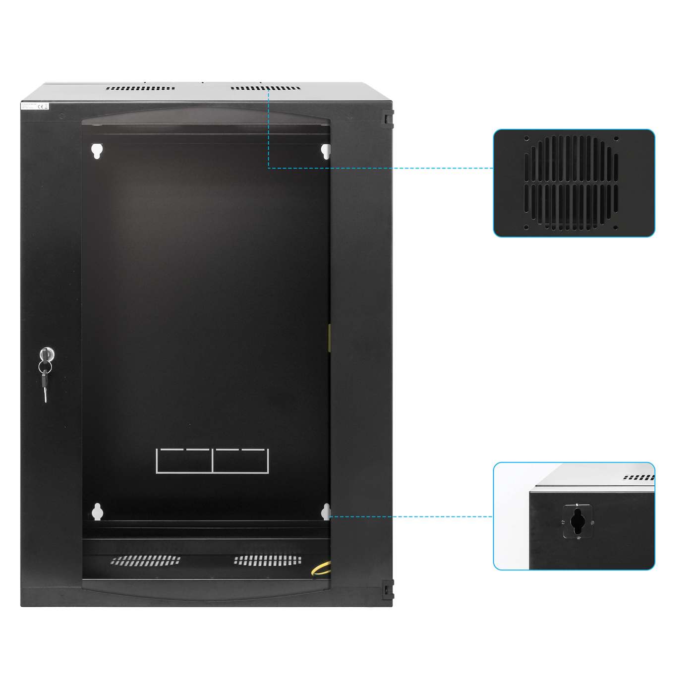 15U 19" Swing Out Wall Mount Network Cabinet, 600 mm (23.6 in.) Depth, Black Image 8
