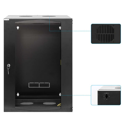 15U 19" Swing Out Wall Mount Network Cabinet, 600 mm (23.6 in.) Depth, Black Image 8