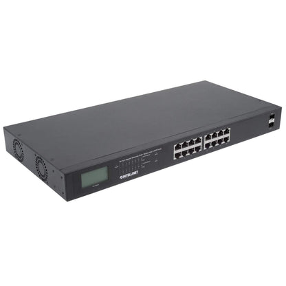 16-Port Gigabit Ethernet PoE+ Switch with 2 SFP Ports and LCD Screen Image 3