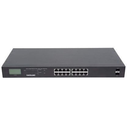 16-Port Gigabit Ethernet PoE+ Switch with 2 SFP Ports and LCD Screen Image 4